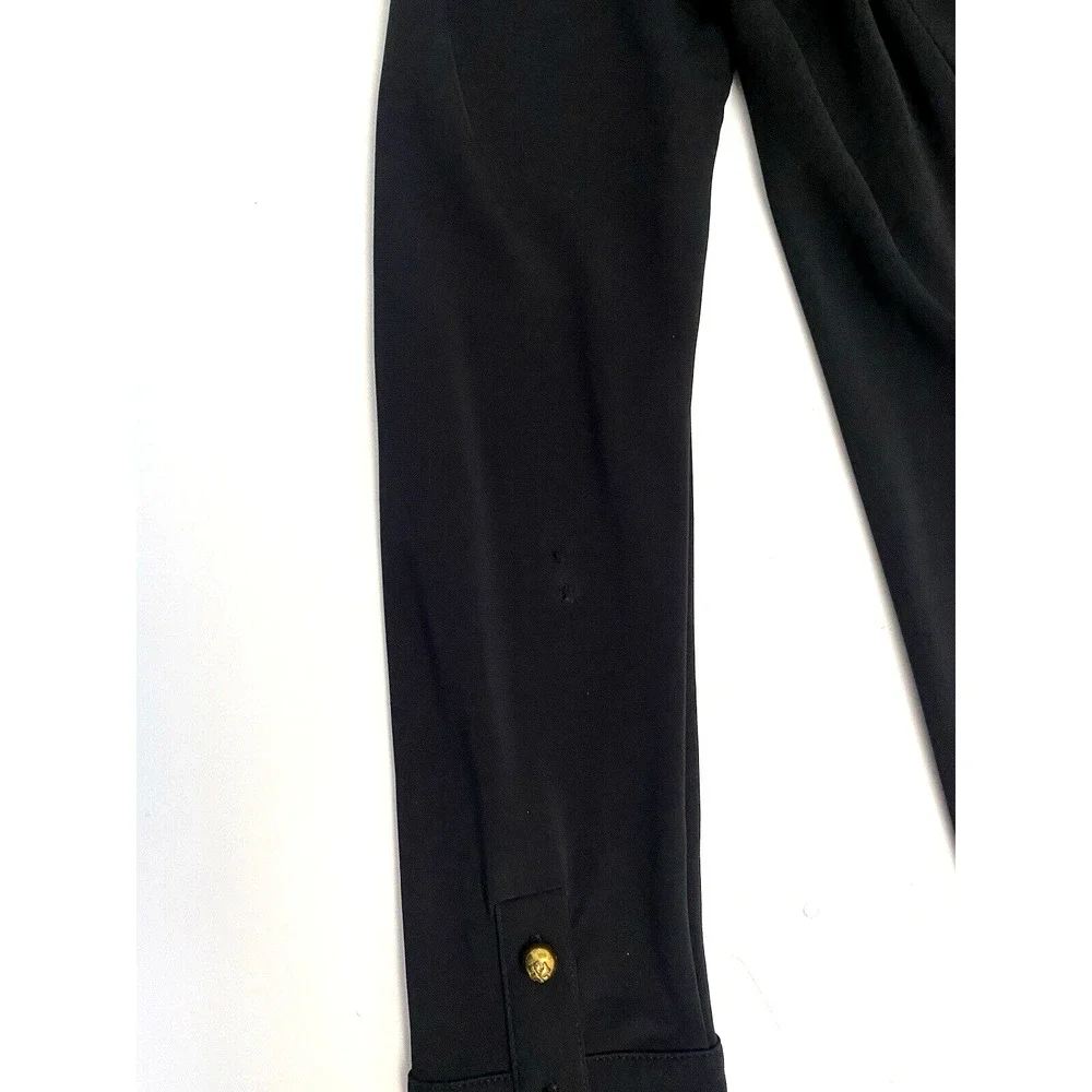 Tory Burch Foster Long Sleeve Ruffle Hem Black Dress Shift 32529 Round N…